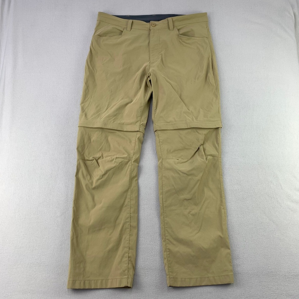 Eddie Bauer Convertible Tech Pants Mens 38x32 Tan Hiking Outdoor Cargo Utility